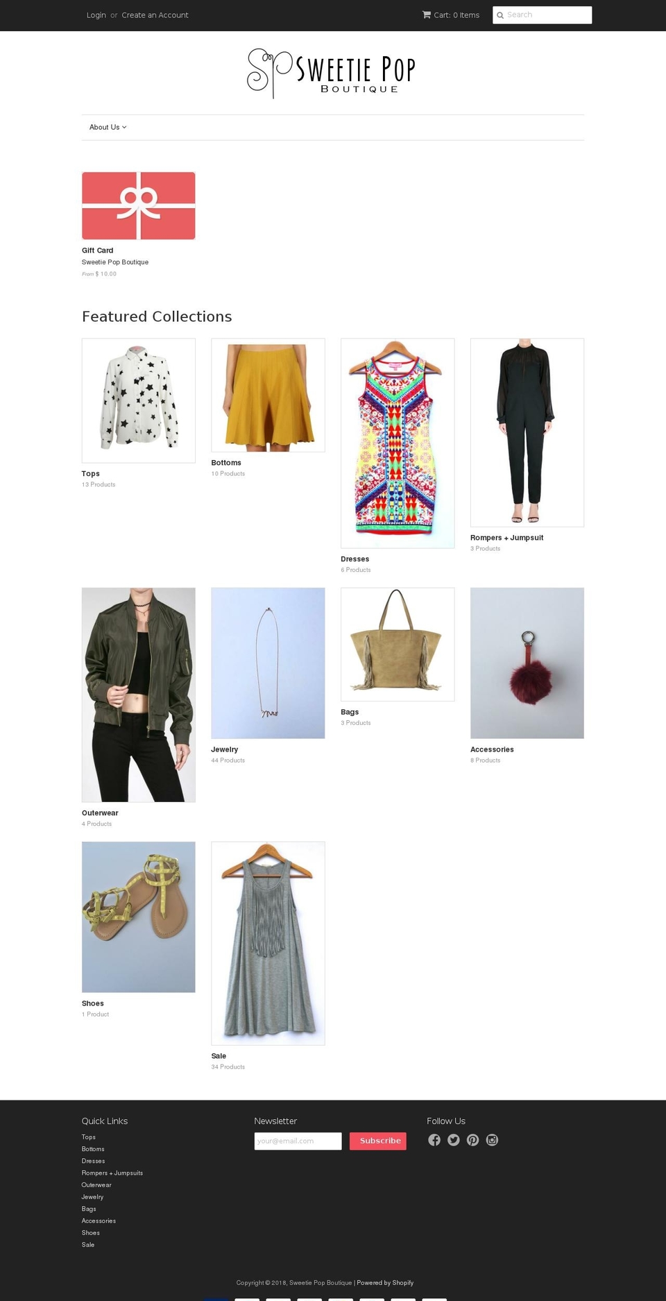 sweetiepopboutique.com shopify website screenshot