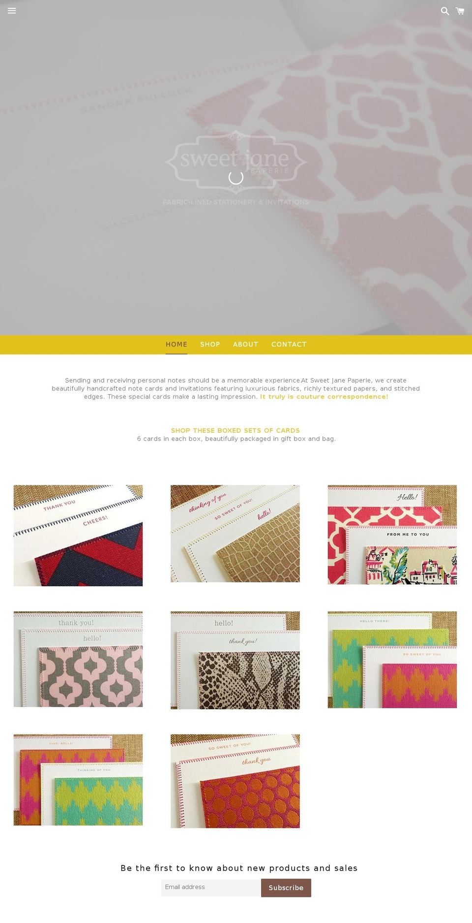 sweetjanepaperie.com shopify website screenshot