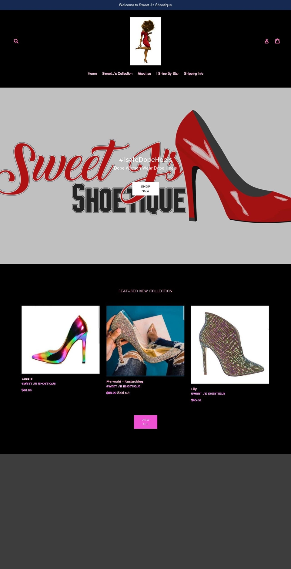 sweetjsshoetique.com — Shopify storefront screenshot
