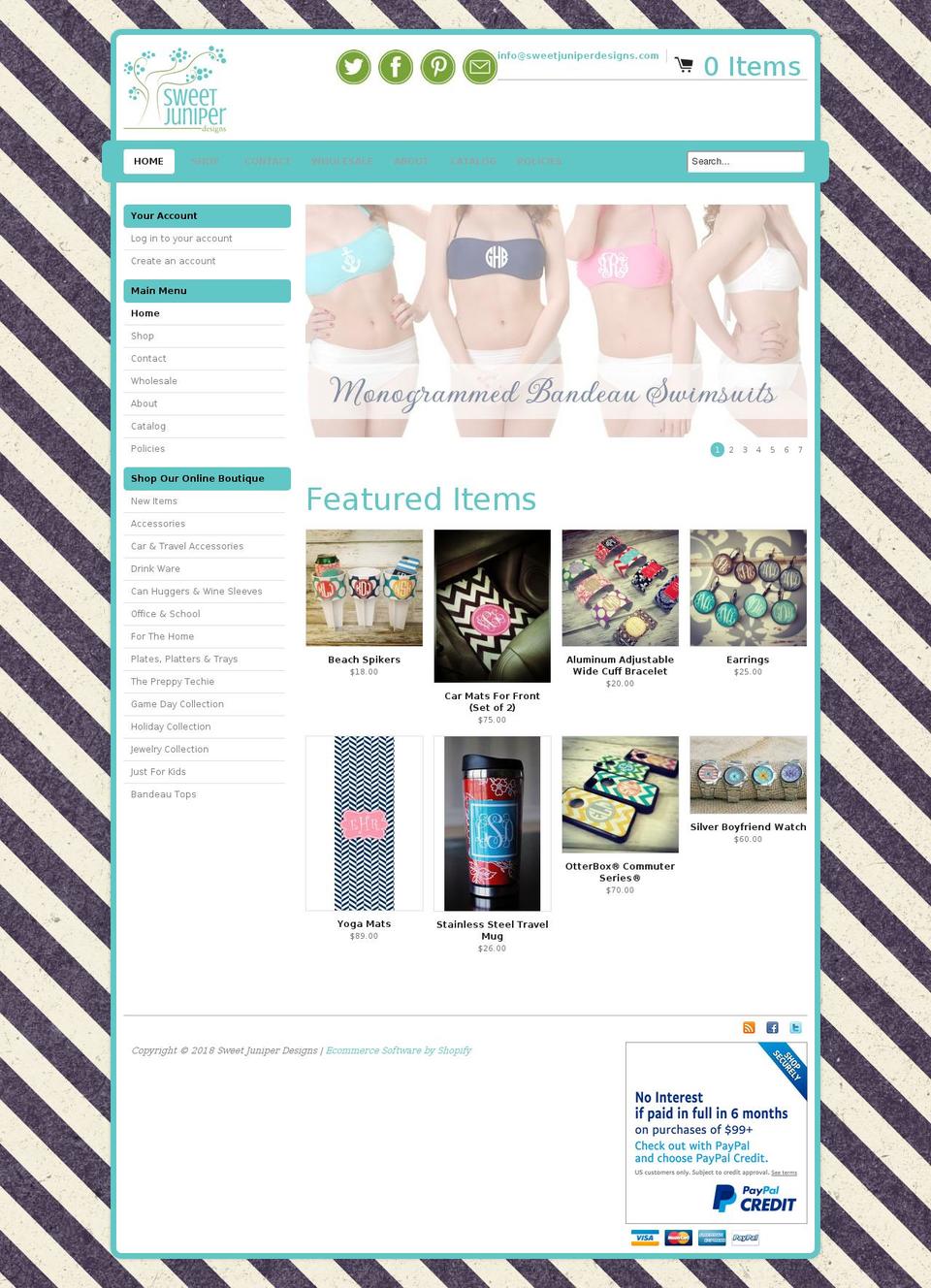 sweetjuniperdesigns.com — Shopify storefront screenshot