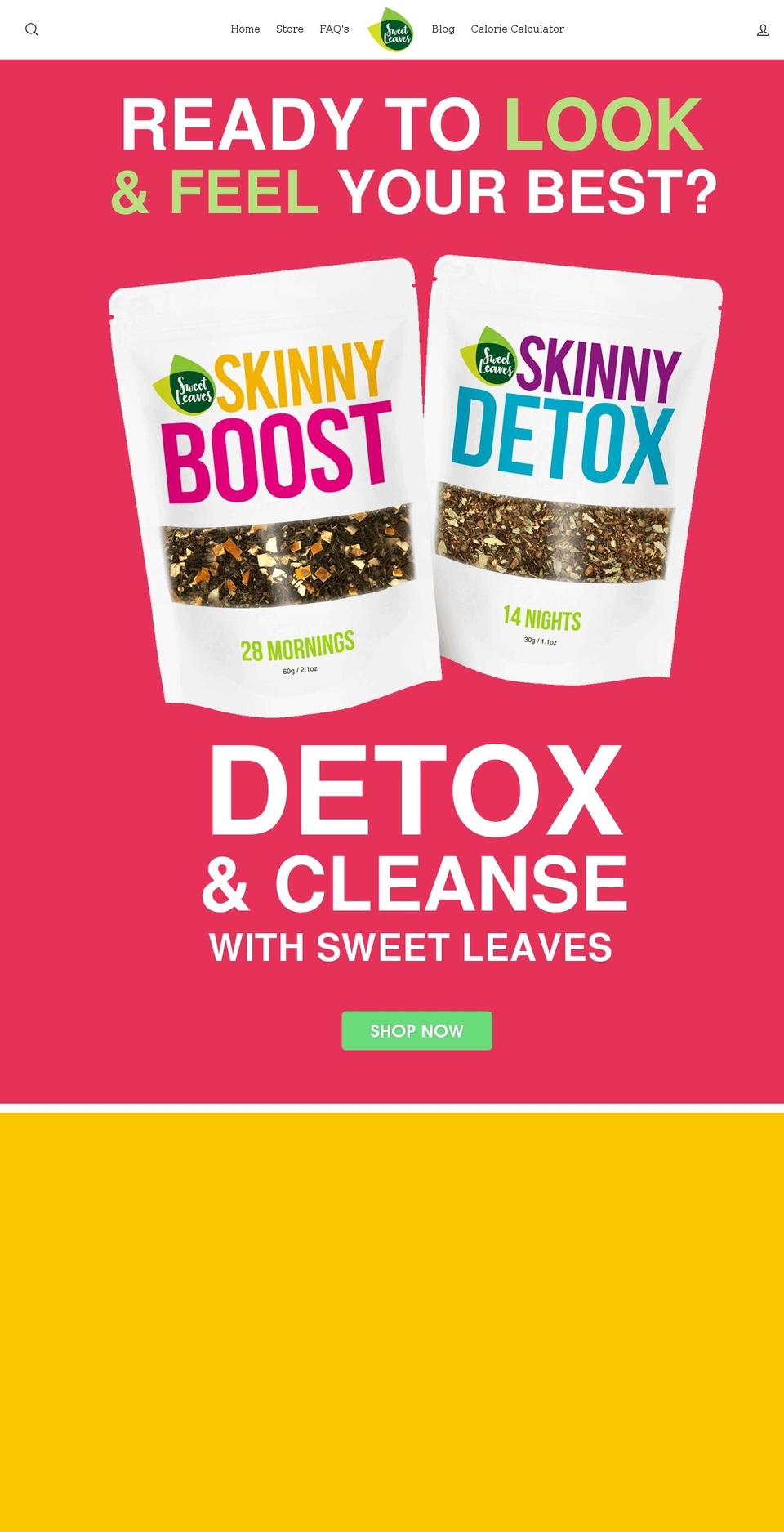 sweetleavestea.com shopify website screenshot