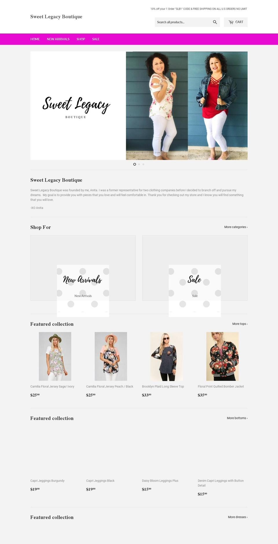 sweetlegacyboutique.com — Shopify storefront screenshot