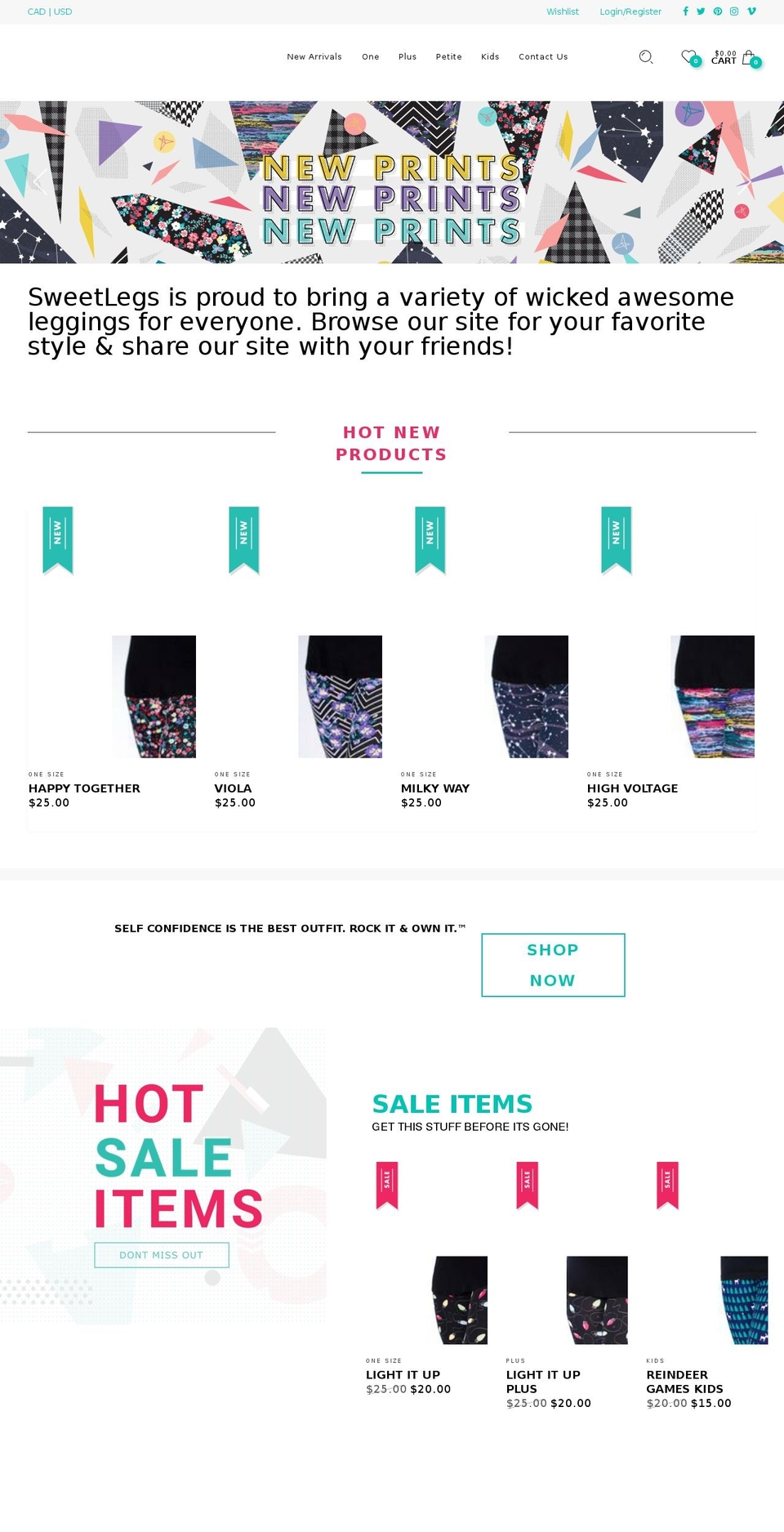 sweetlegs.ca shopify website screenshot