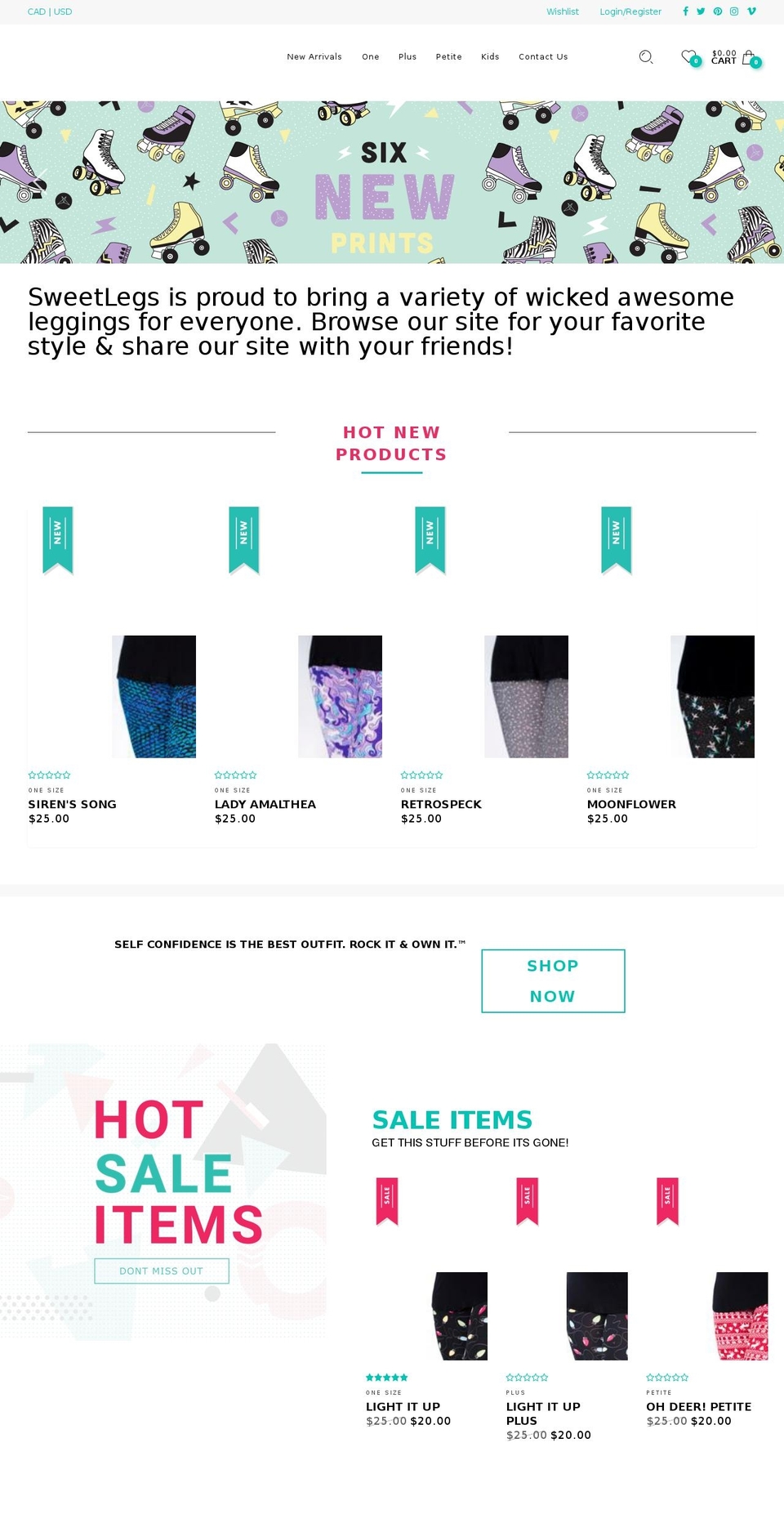 sweetlegs.com shopify website screenshot
