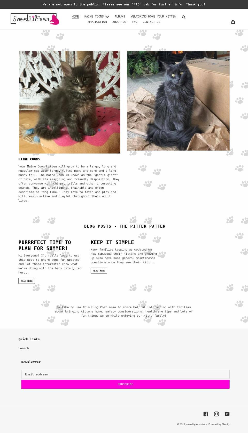 sweetlilpawscattery.com shopify website screenshot