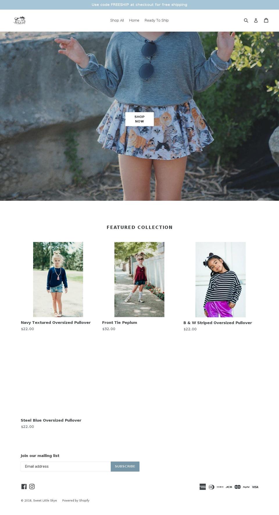 sweetlittleskye.com shopify website screenshot