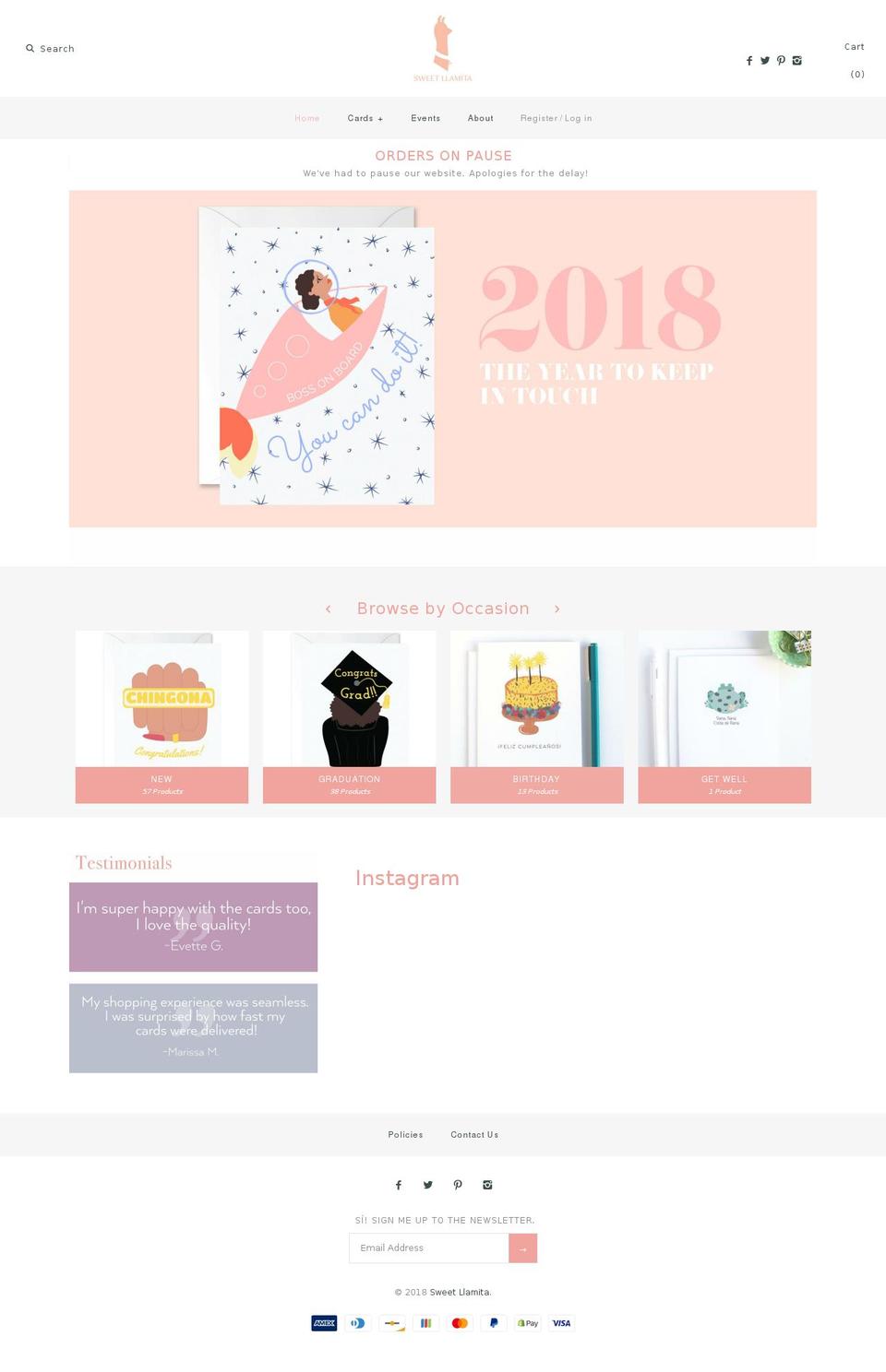 sweetllamita.org shopify website screenshot