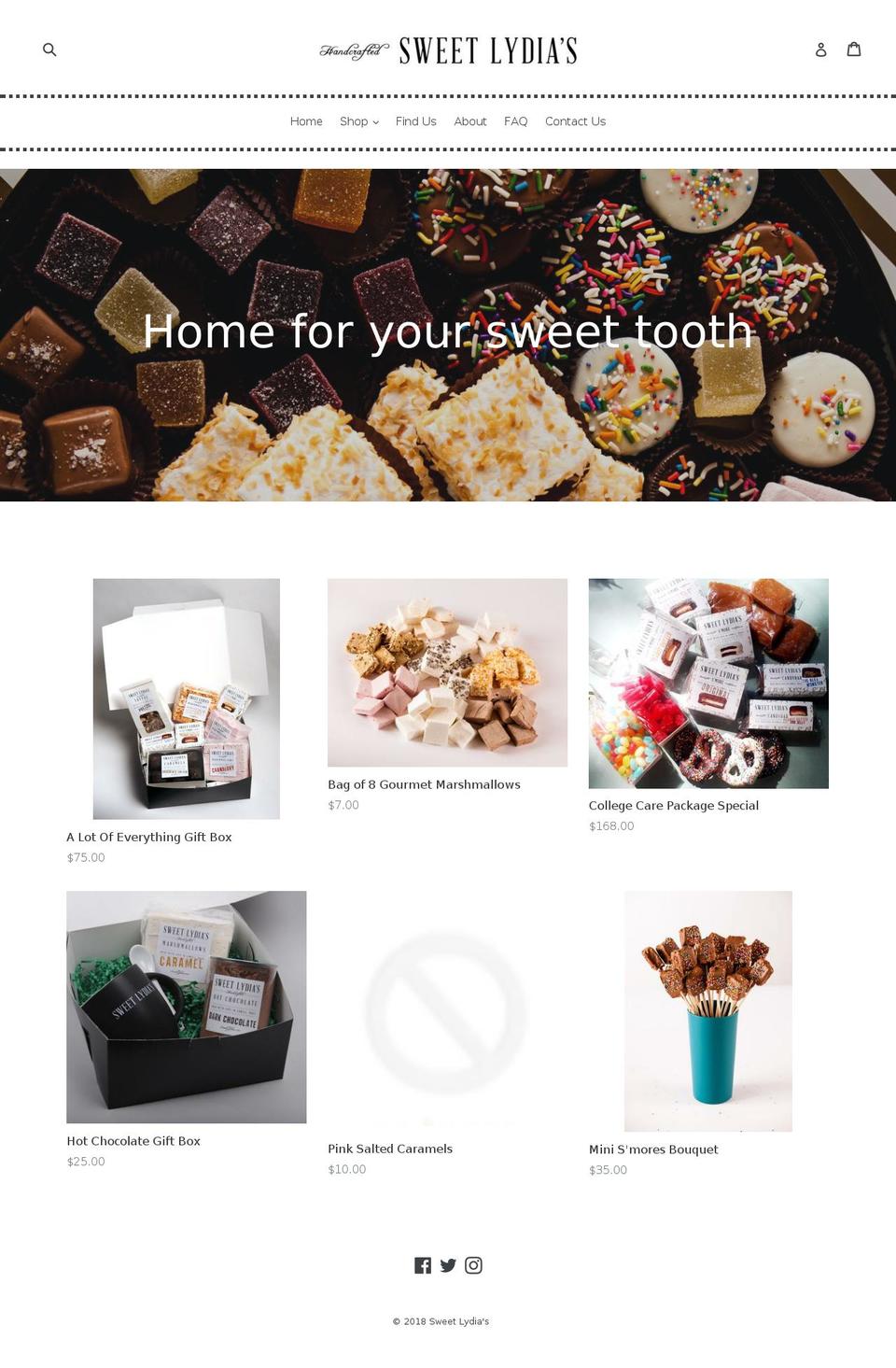 sweetlydias.com — Shopify storefront screenshot
