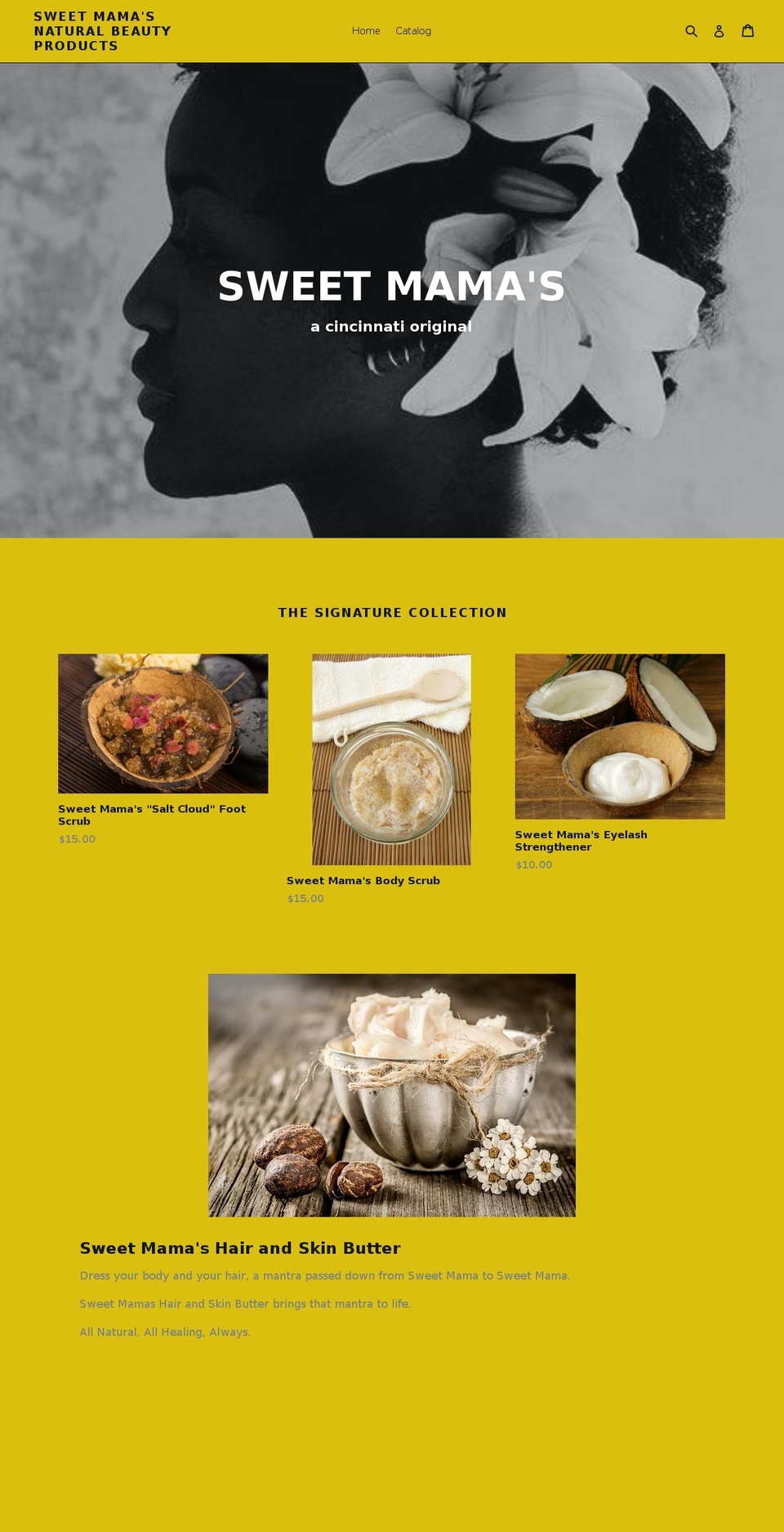 sweetmamasnaturalbeautyproducts.com — Shopify storefront screenshot