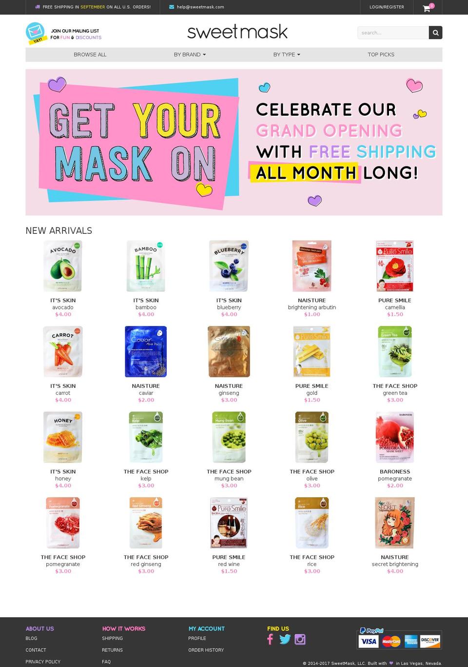 sweetmask.com shopify website screenshot