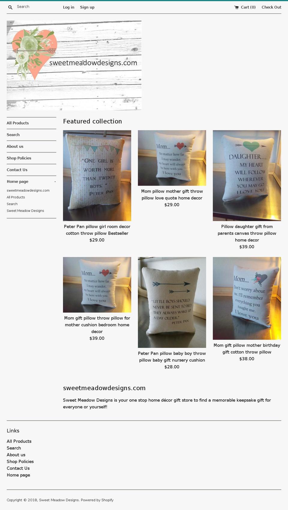 sweetmeadowdesigns.com — Shopify storefront screenshot