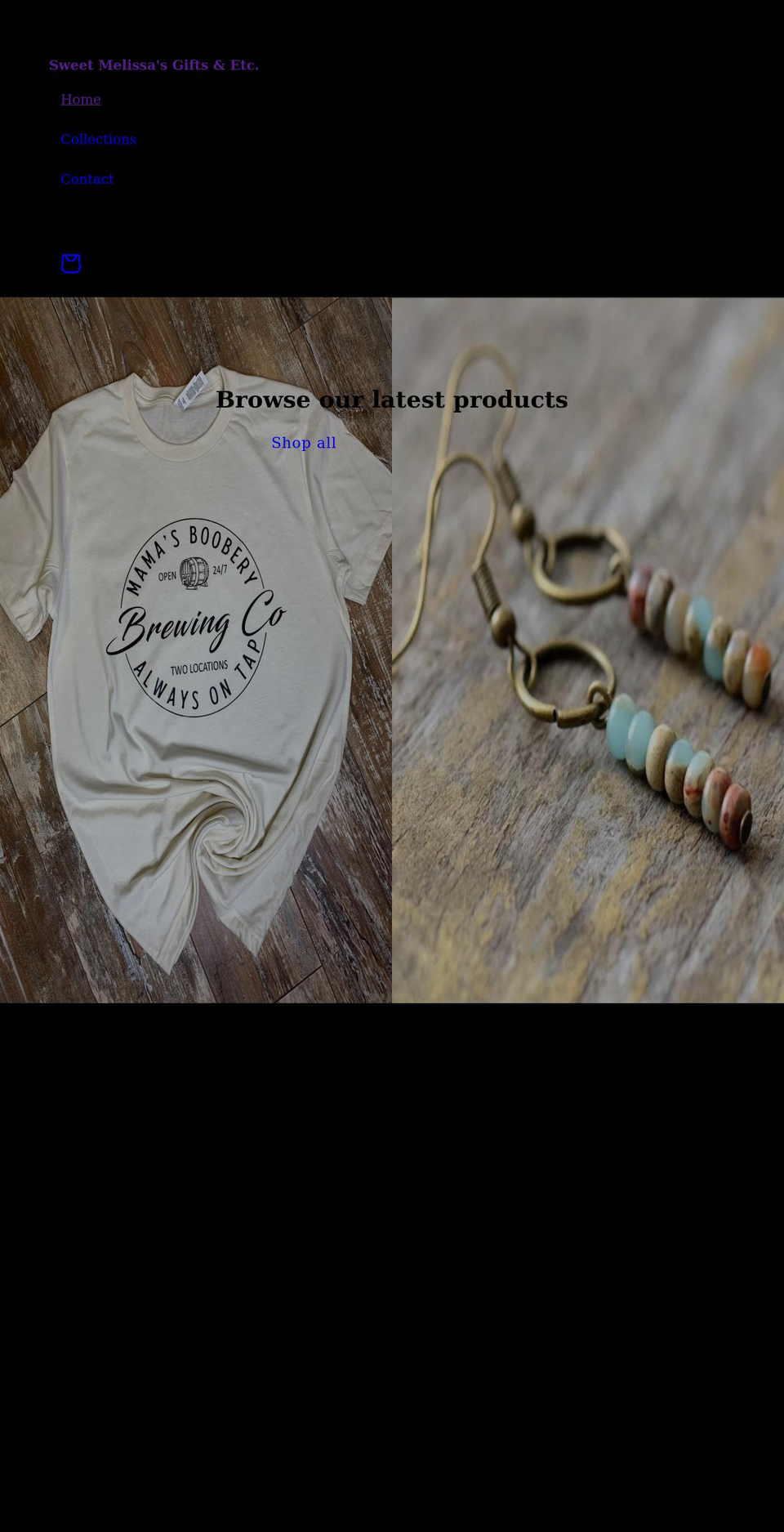 sweetmelissasgiftsetc.com shopify website screenshot