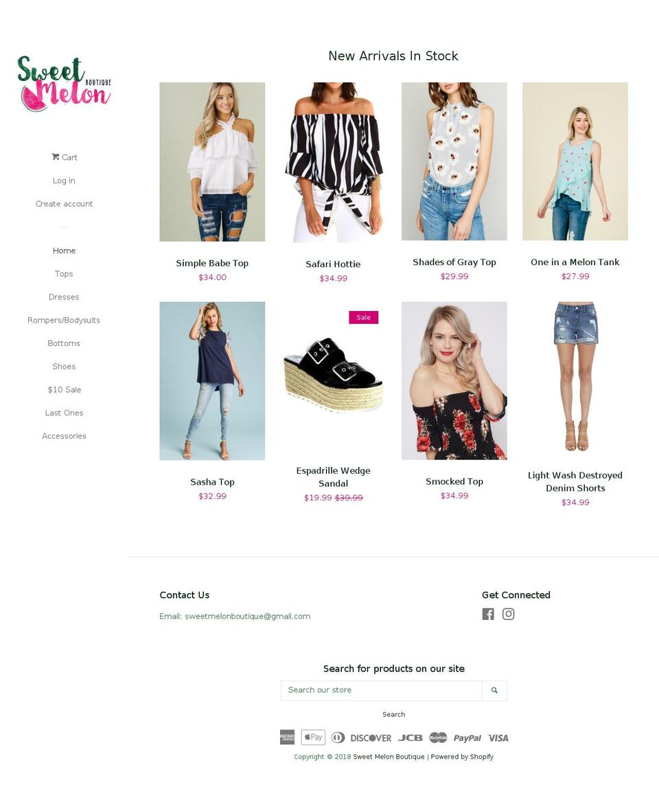 sweetmelonboutique.com — Shopify storefront screenshot