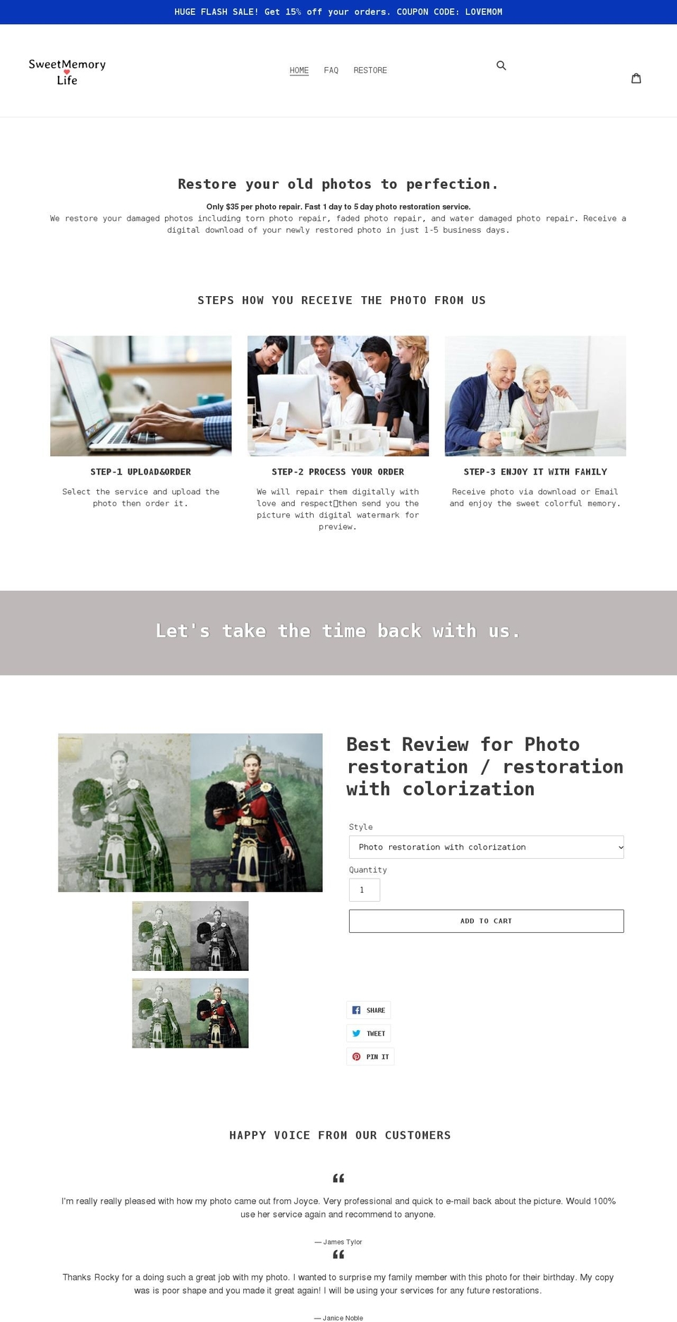 sweetmemorylife.com shopify website screenshot