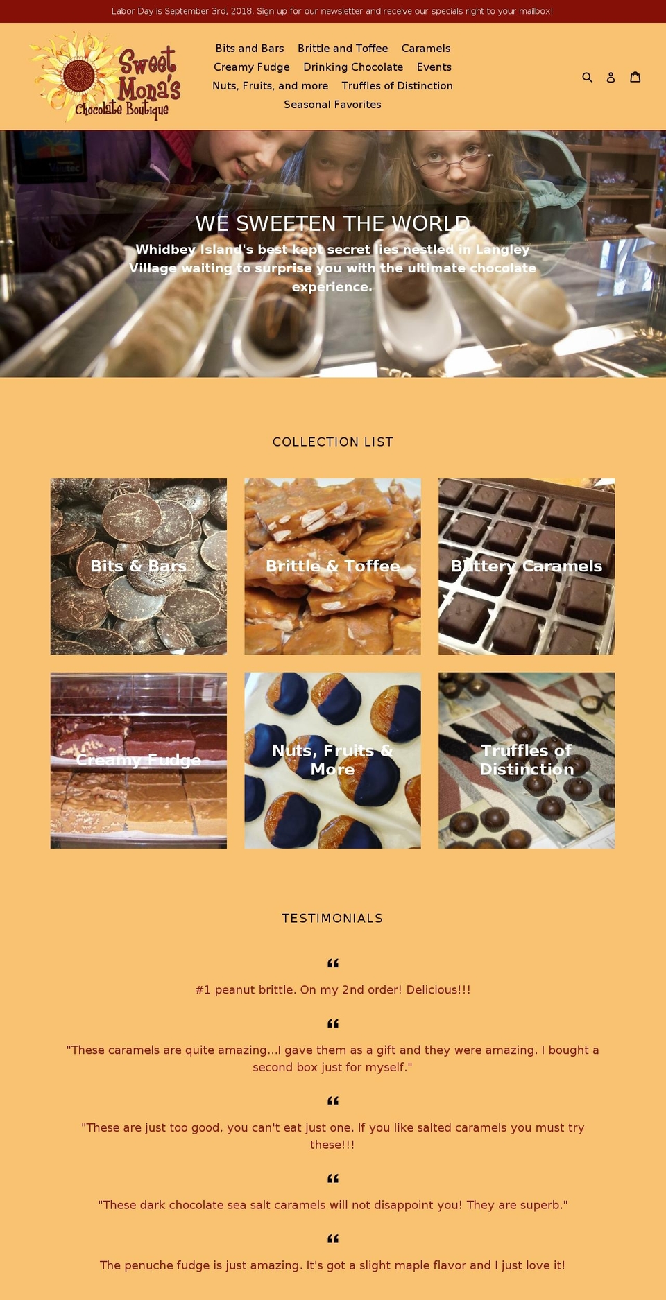 sweetmonaschocolate.com — Shopify storefront screenshot