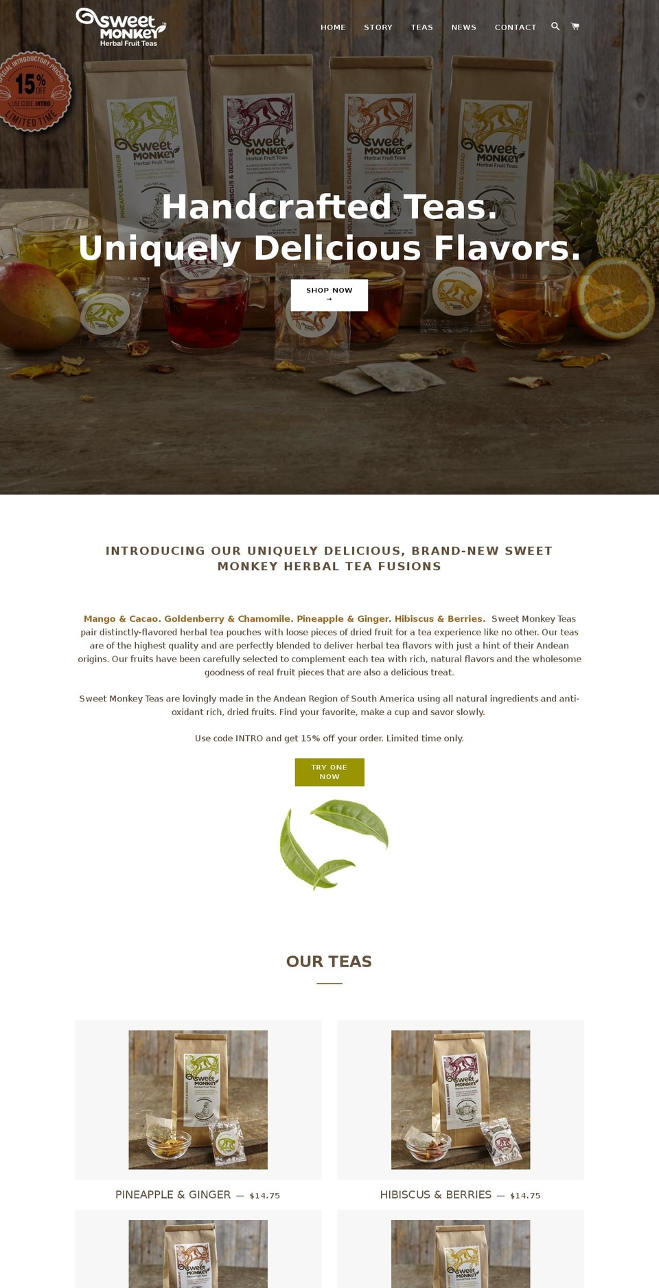 sweetmonkeyteas.com shopify website screenshot