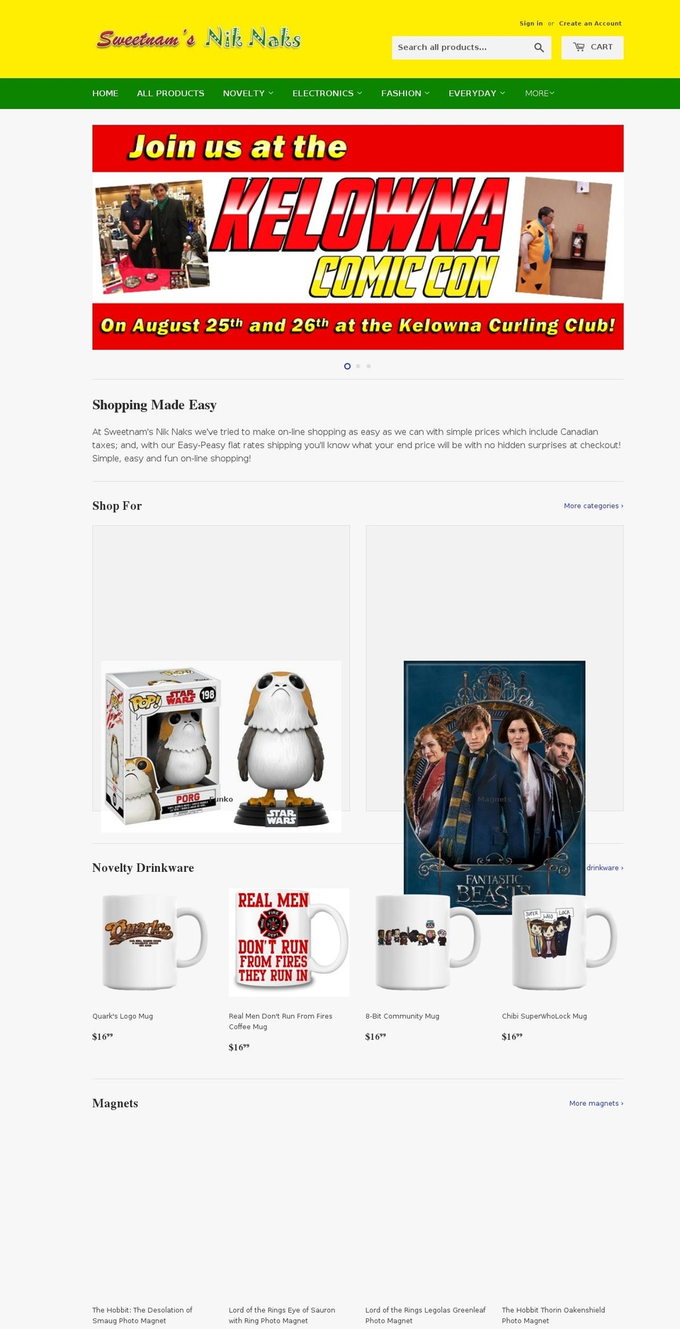 sweetnamsniknaks.com shopify website screenshot