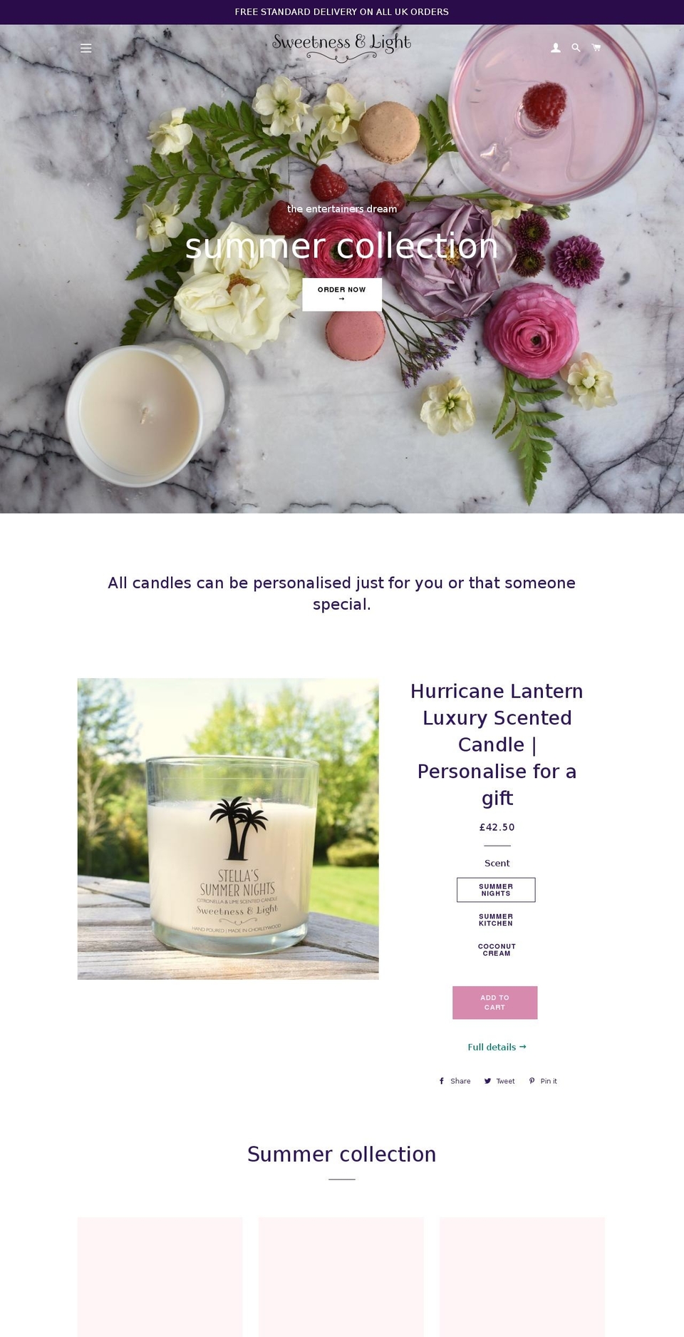 sweetnessandlightboutique.com — Shopify storefront screenshot