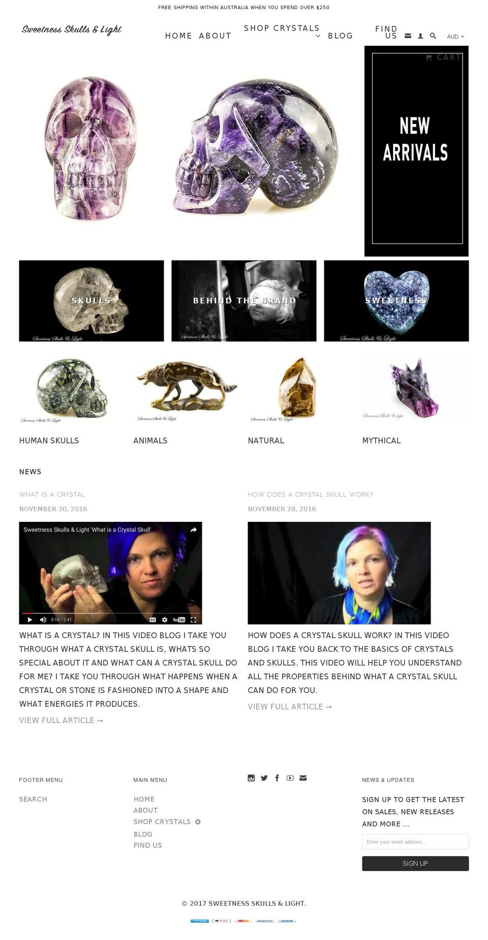 sweetnessskullsandlight.com shopify website screenshot