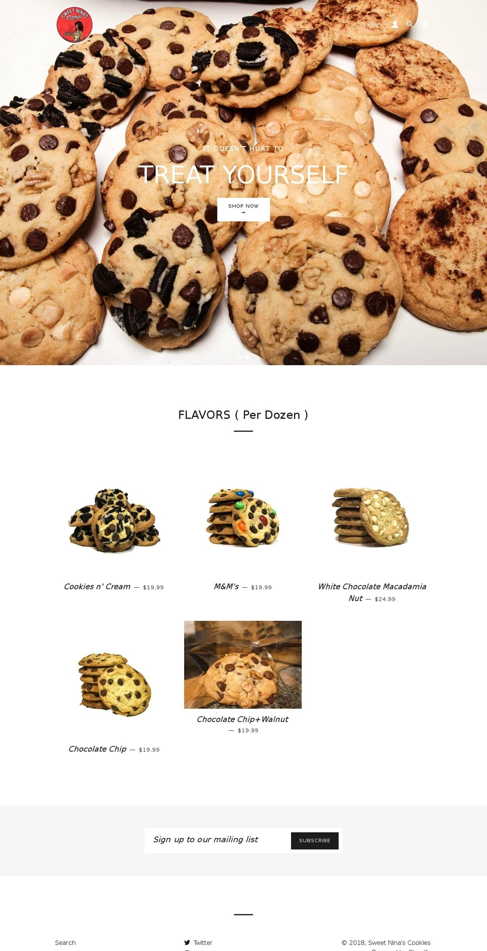 sweetninascookies.com shopify website screenshot