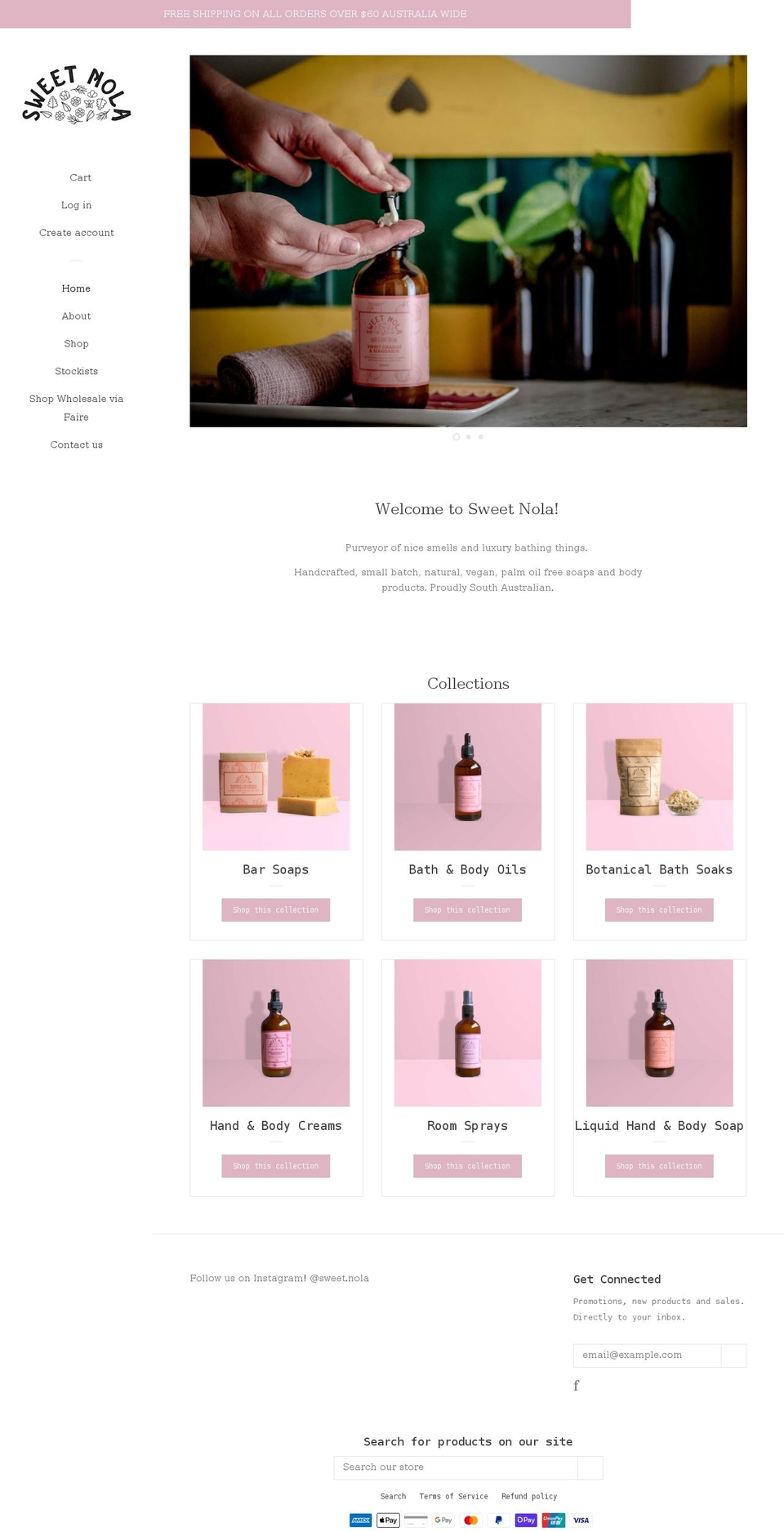sweetnola.com.au shopify website screenshot
