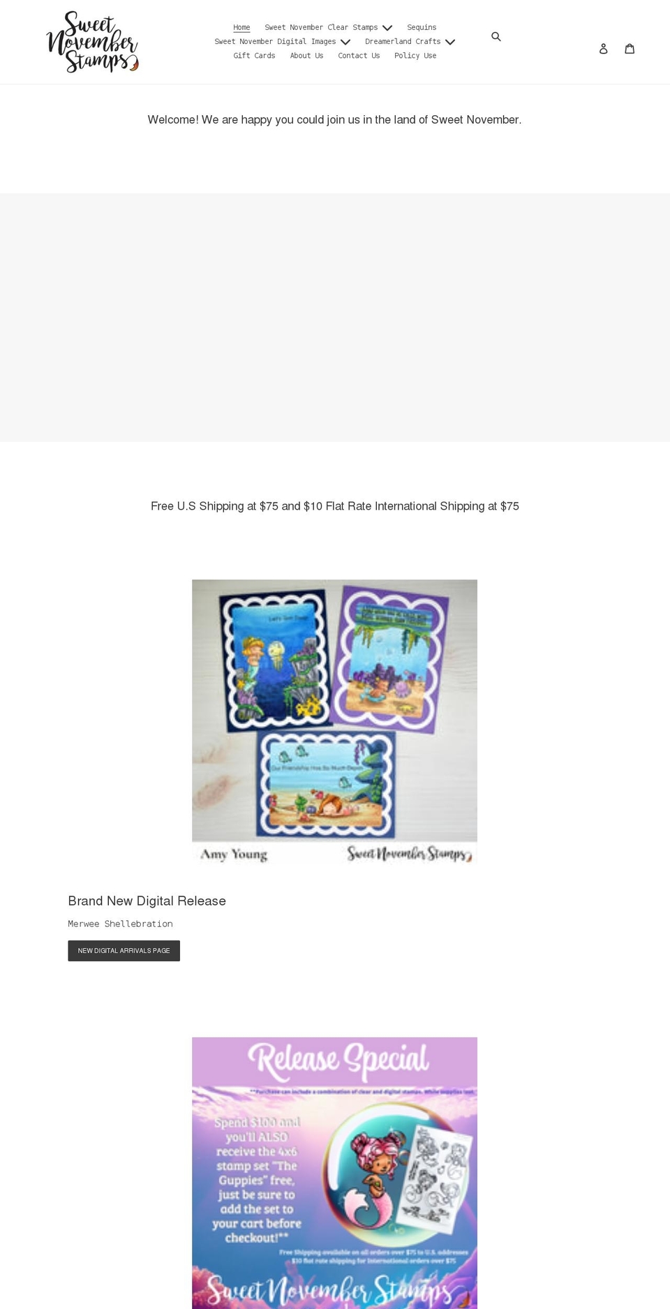 sweetnovemberstamps.com shopify website screenshot