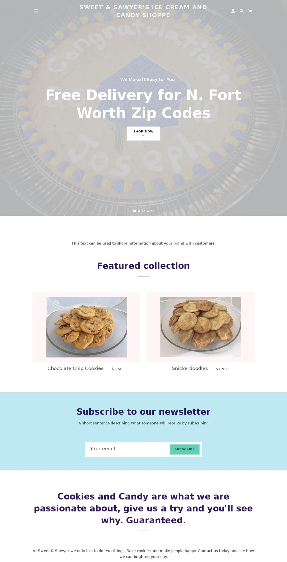 sweetnsawyer.com — Shopify storefront screenshot