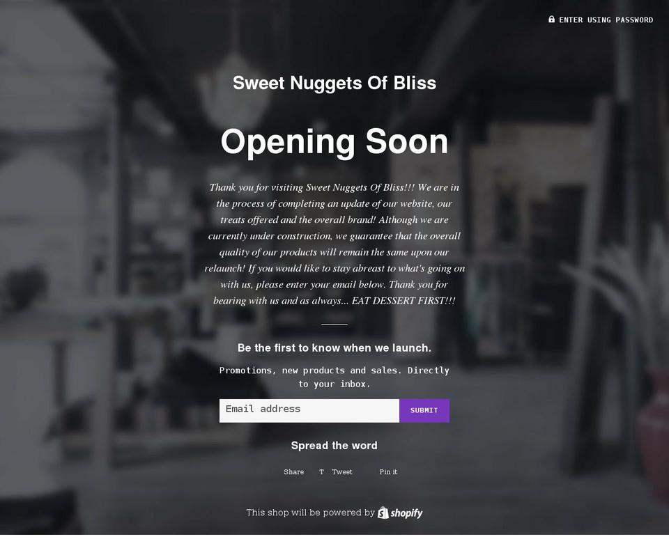 sweetnuggetsofbliss.com shopify website screenshot