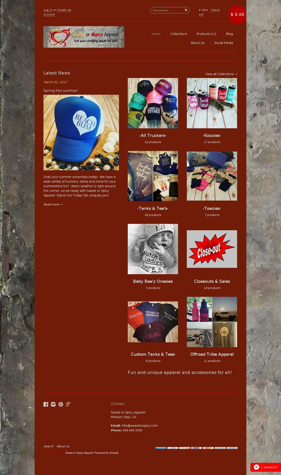 sweetorspicy.com shopify website screenshot