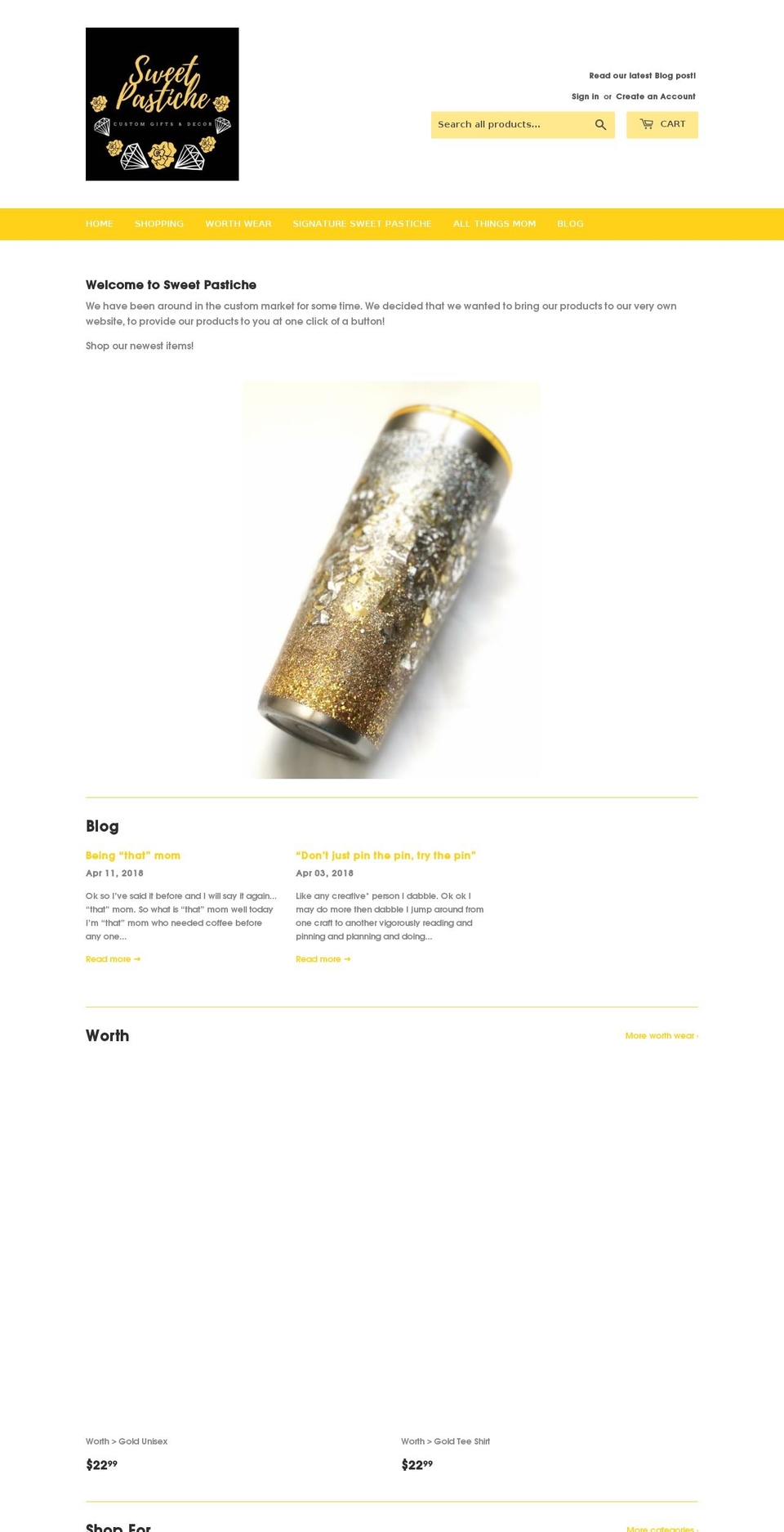 sweetpastiche.com — Shopify storefront screenshot