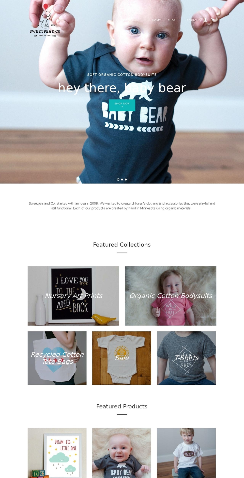 sweetpeaandco.net shopify website screenshot