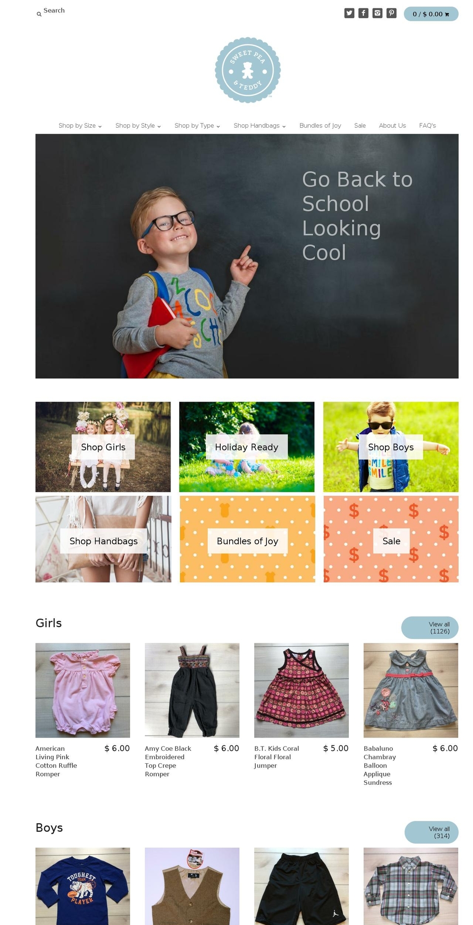 sweetpeaandteddy.com shopify website screenshot