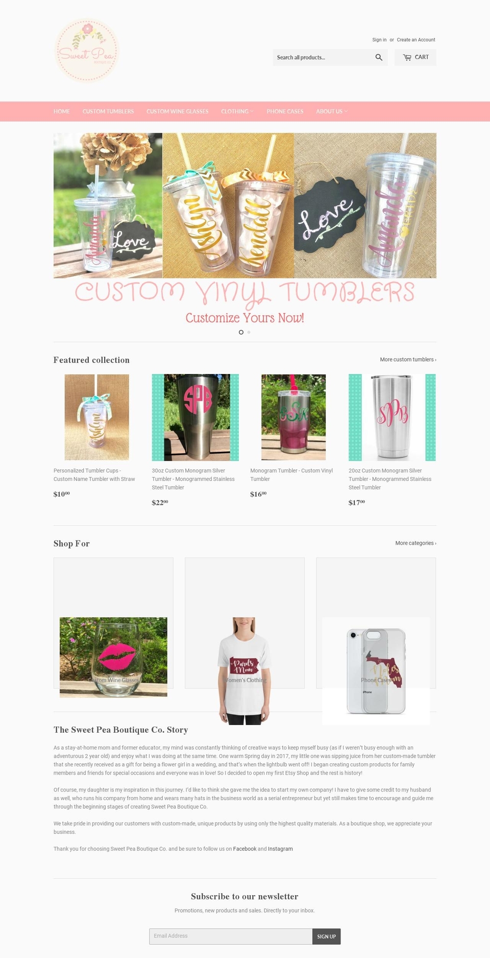 sweetpeaboutiqueco.com — Shopify storefront screenshot