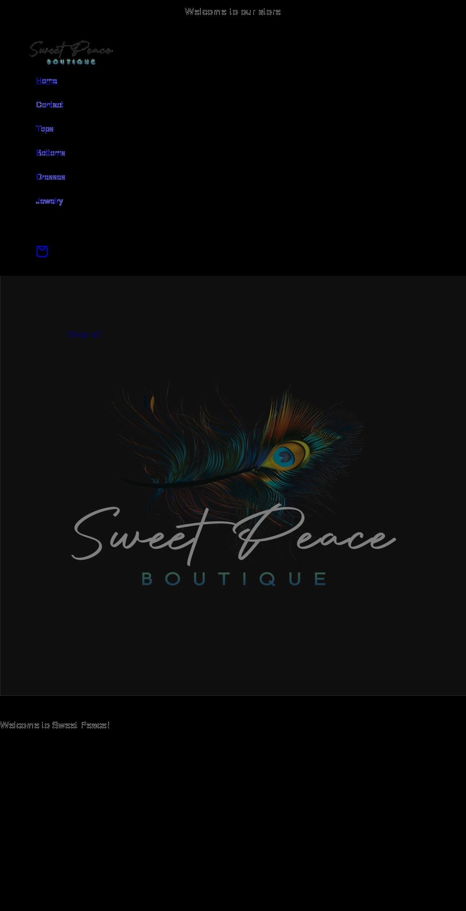 sweetpeaceboutique.com shopify website screenshot