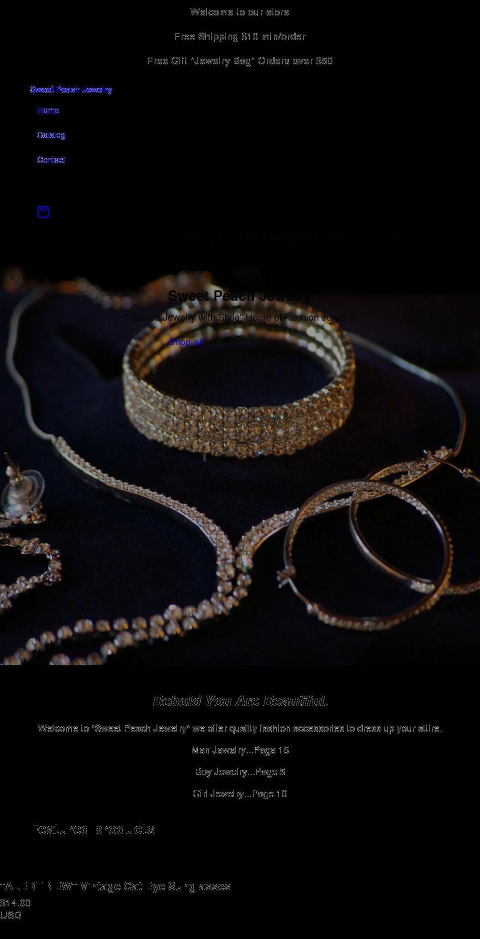 sweetpeachjewelry.com shopify website screenshot
