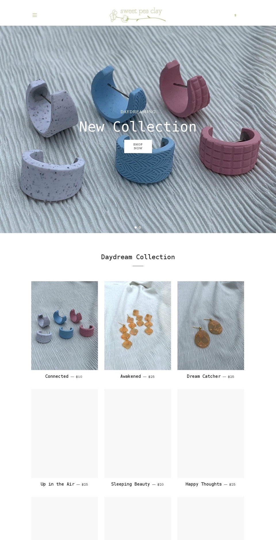 sweetpeaclay.com shopify website screenshot