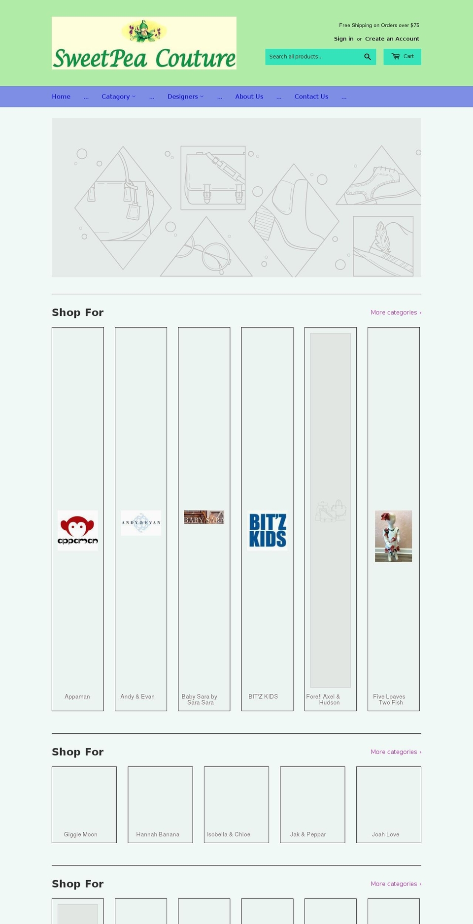 sweetpeacoutureonline.com shopify website screenshot