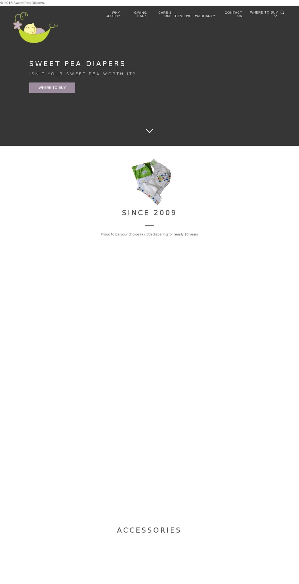 sweetpeadiaper.com — Shopify storefront screenshot