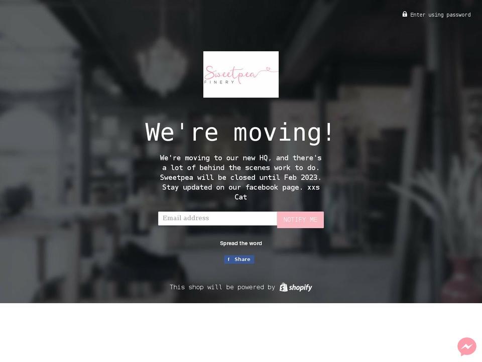 sweetpeafinery.com shopify website screenshot