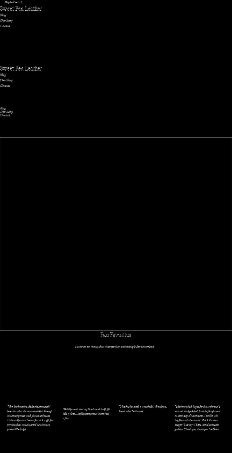 sweetpealeather.com — Shopify storefront screenshot