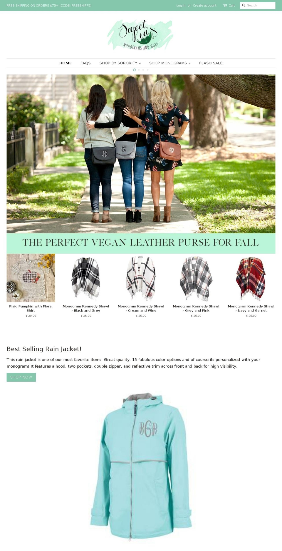 sweetpeasmonograms.com shopify website screenshot