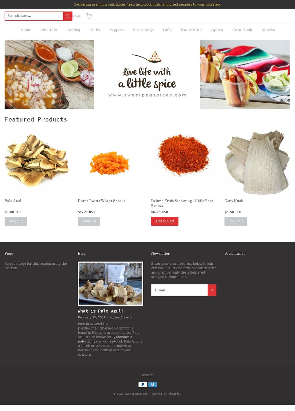 sweetpeaspices.com shopify website screenshot