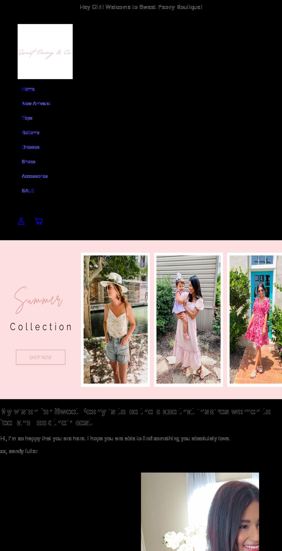 inspire Shopify theme site example sweetpeonyboutique.com