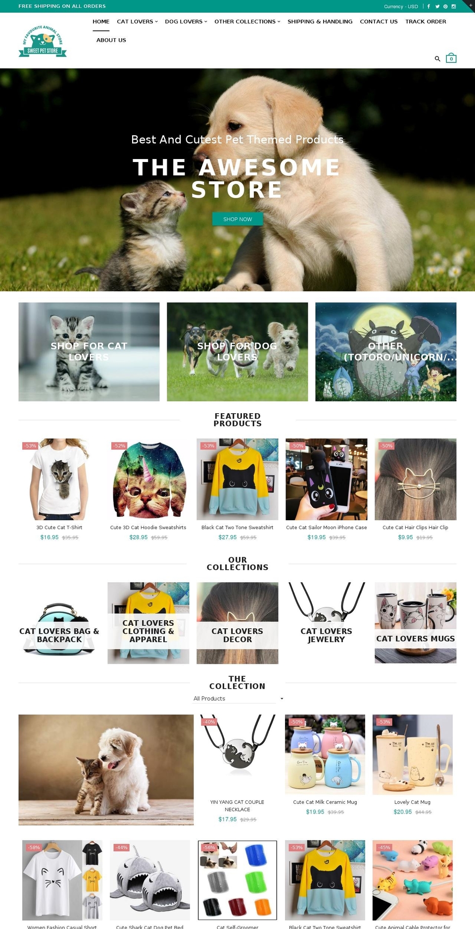 rt-material2-v1-4 Shopify theme site example sweetpetstore.com