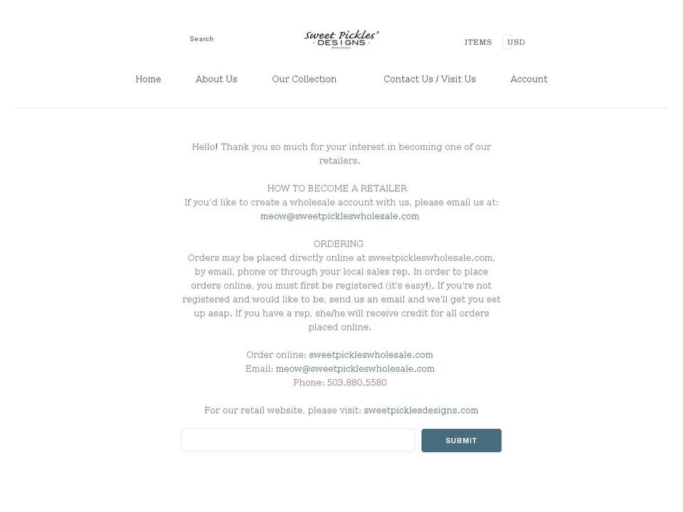 sweetpickleswholesale.com shopify website screenshot