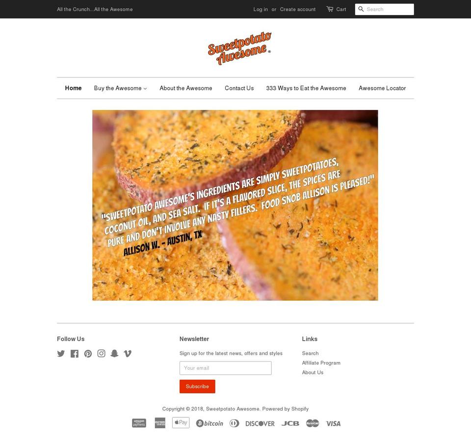 sweetpotatoawesome.biz shopify website screenshot