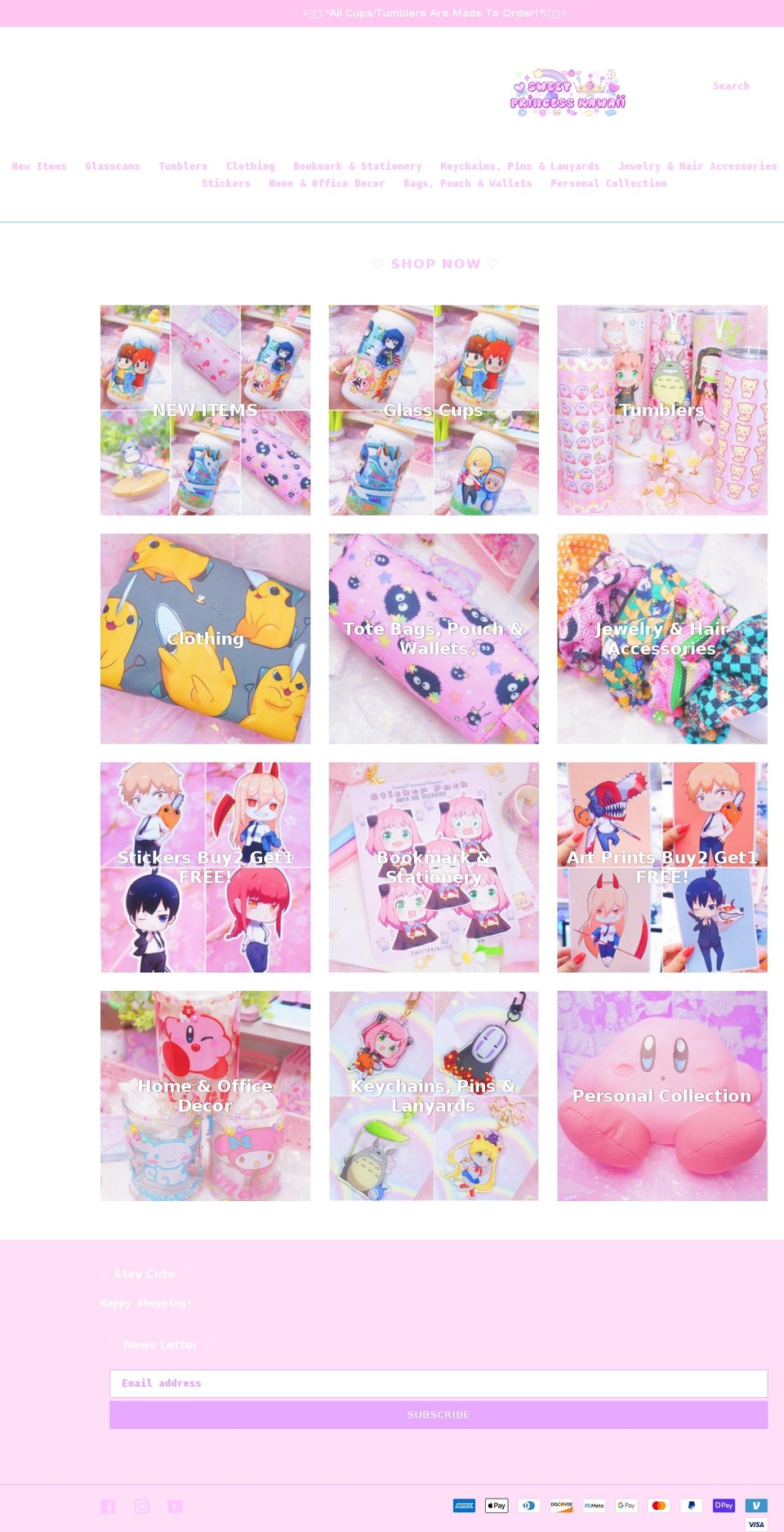 sweetprincesskawaii.com shopify website screenshot