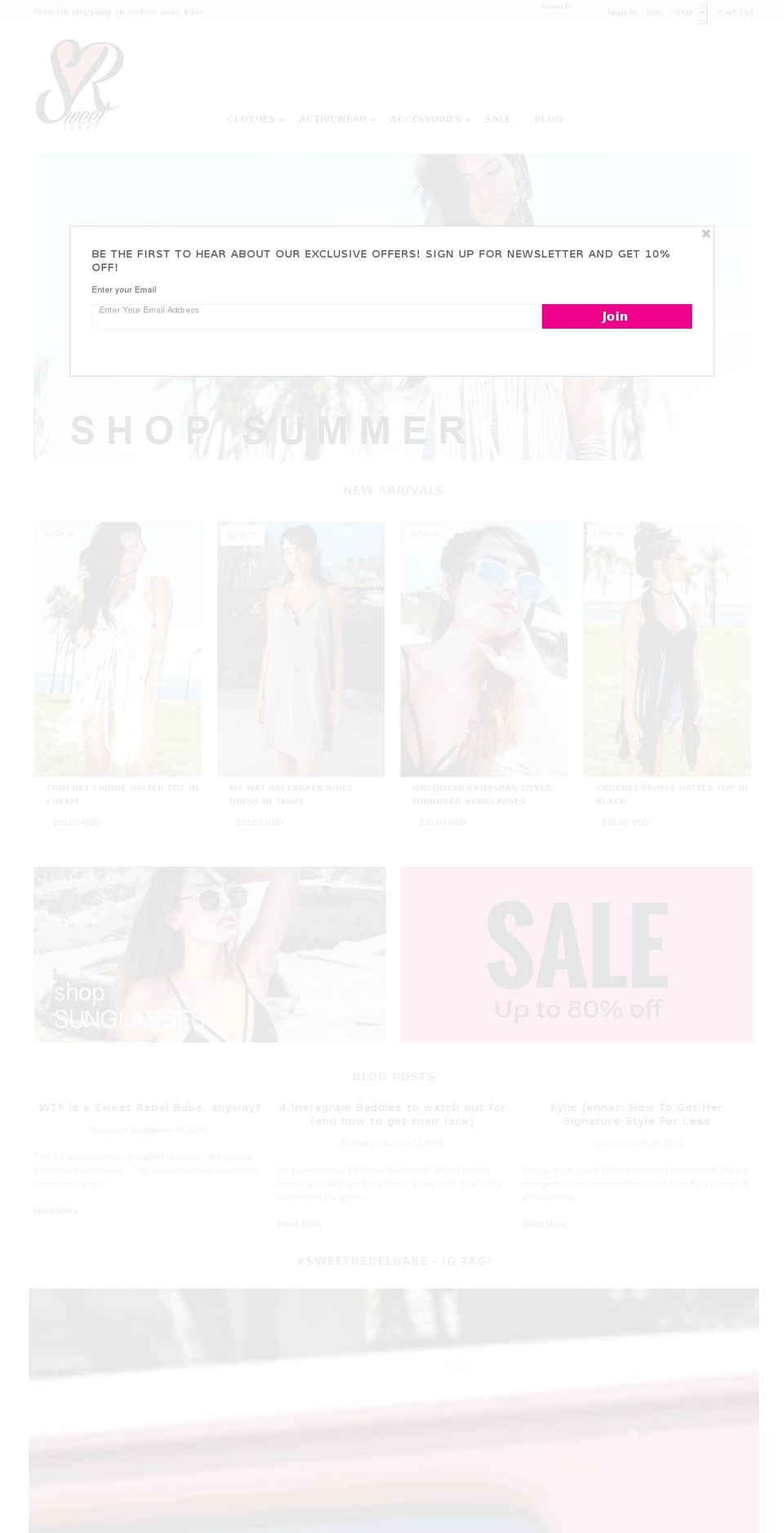 sweetrebel.boutique shopify website screenshot