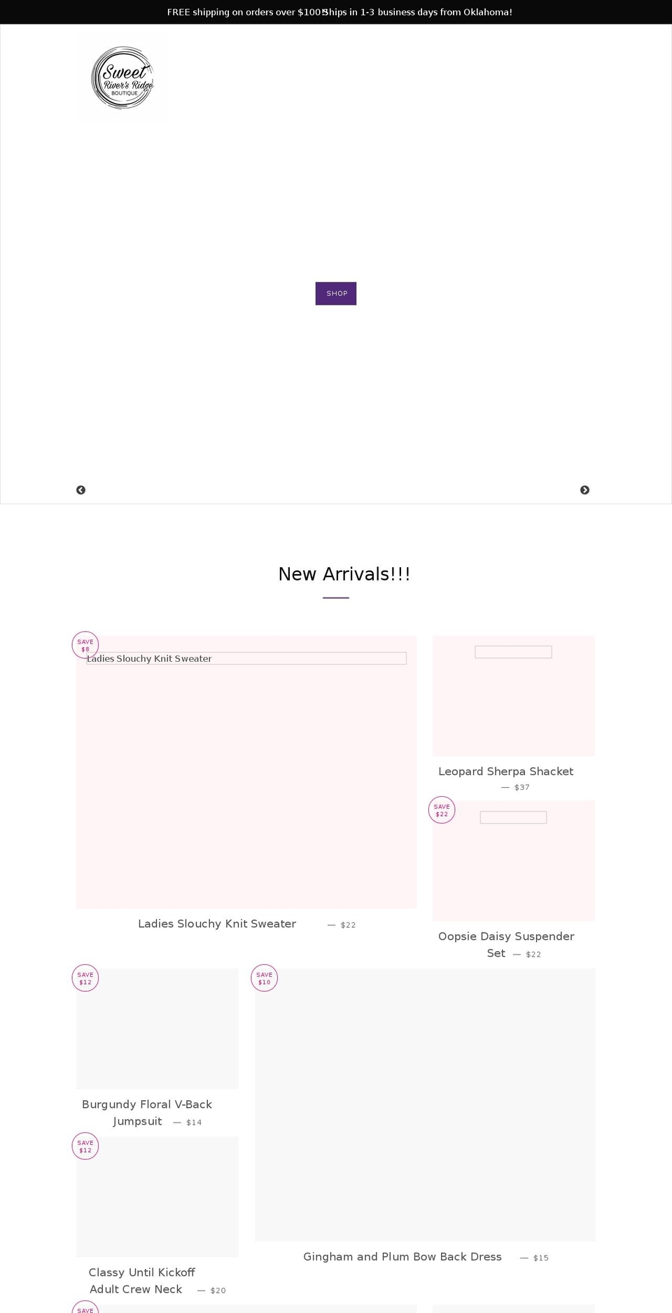 sweetriversridge.com shopify website screenshot
