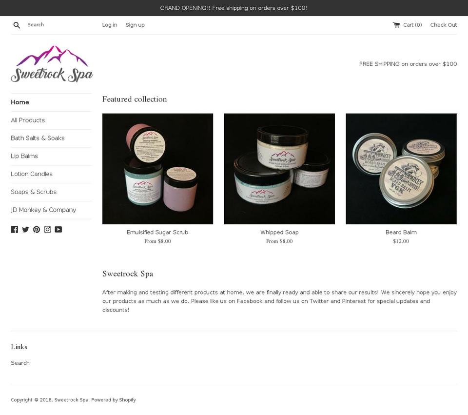 sweetrockspa.com shopify website screenshot